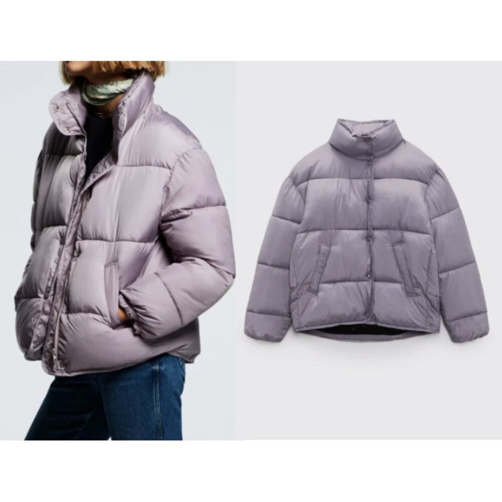 ZARA Water Repellent Puffer Short Coat_lilac purple 4369 size XS